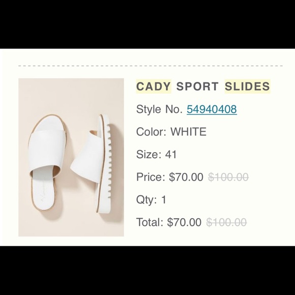 Anthropologie White Sandals - Cady Sport Slides 41 - Picture 6 of 6
